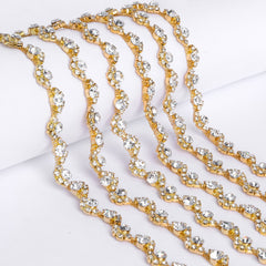 Sew-on Crystal Glass Rivoli Rhinestone Trim Chain Applique RA420 WholesaleRhinestone