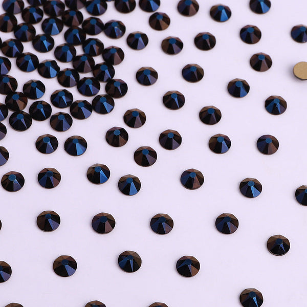 Metallic Blue Glass Flat Back Glue-On Rhinestones 16 Cut Facets In Bulk WholesaleRhinestone