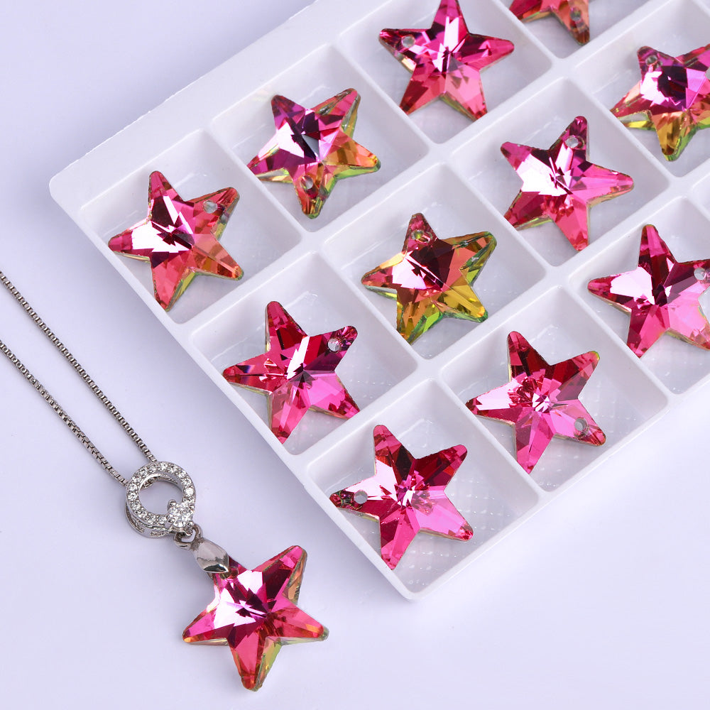 Vitrail Rose Star Shape High Quality Glass Rhinestone Pendant Secondary image