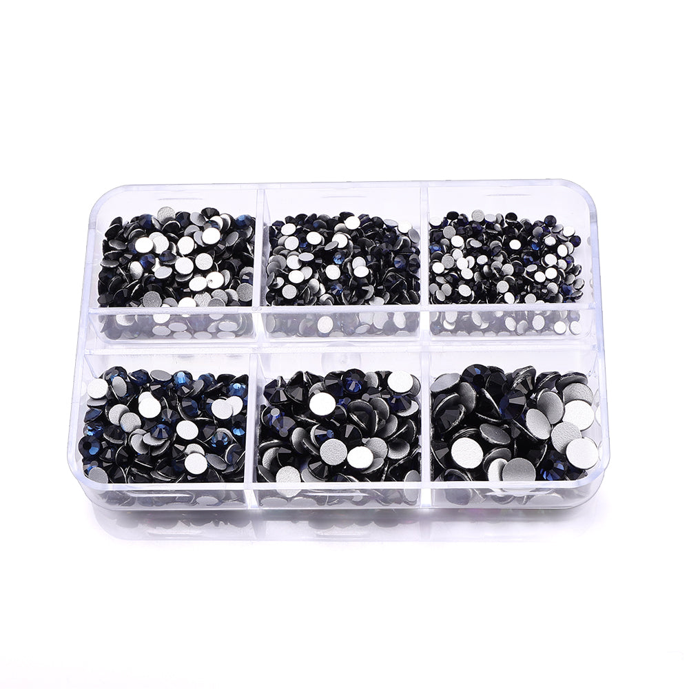 Mixed Sizes 6 Grid Box Montana Glass FlatBack Rhinestones For Nail Art  Silver Back Secondary image