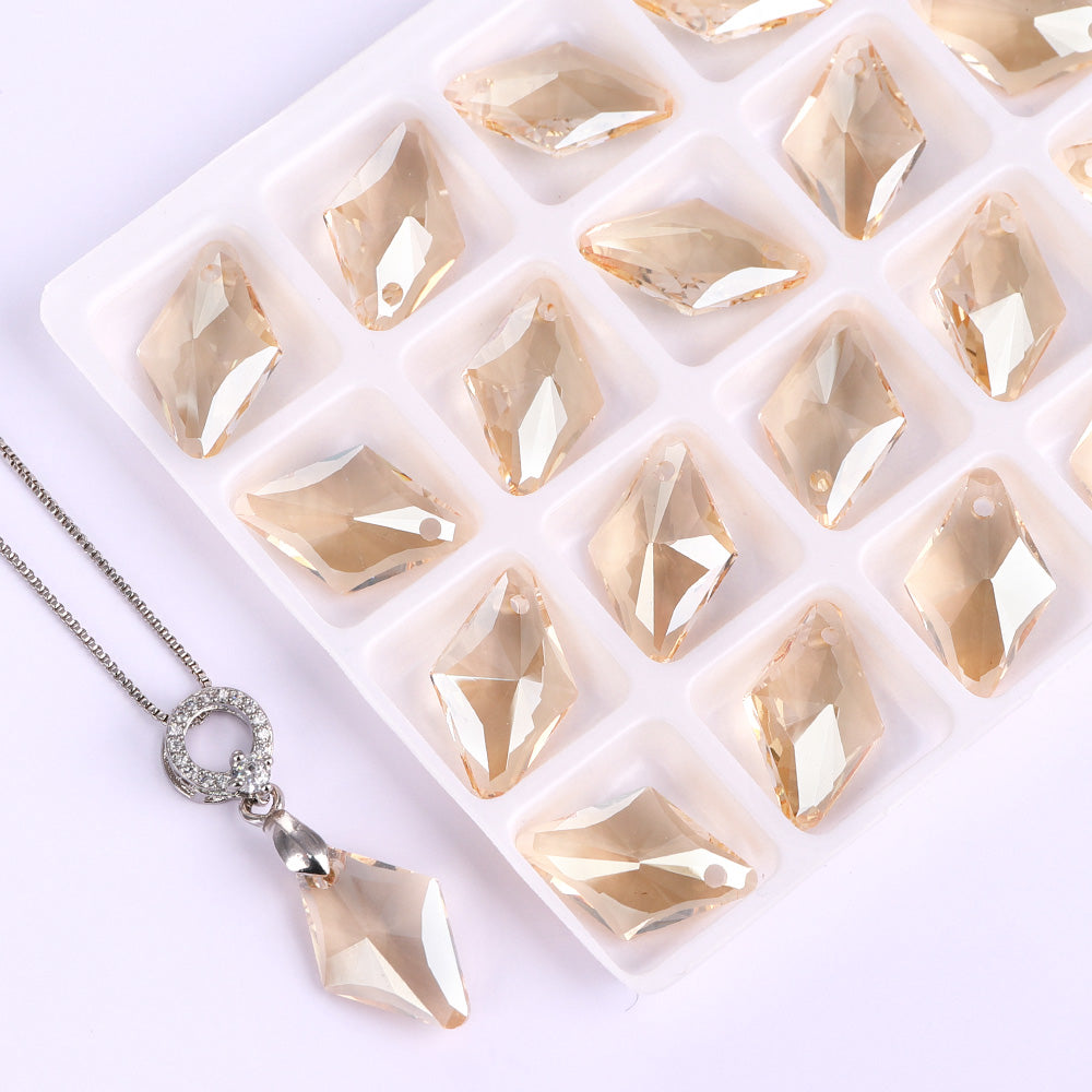 Goldener Schatten -Rhombus hochwertiger Glasversuchsanhänger Anhänger Zweitbild