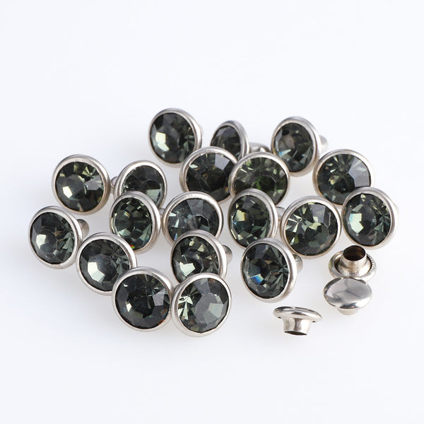 100 Sets Black Diamond Glass Rhinestone Rivets for Leather Craft DIY Making WholesaleRhinestone