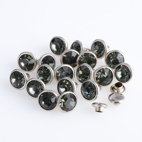 100 Sets Black Diamond Glass Rhinestone Rivets for Leather Craft DIY Making WholesaleRhinestone