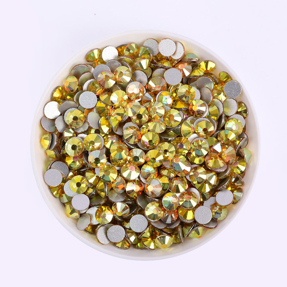 Goldenes Lichtglas flacher Rückenstrasssteine Zweitbild