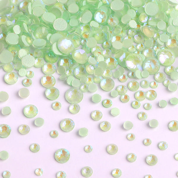 Mixed Sizes Mocha SS Light Green FlatBack Luminous Rhinestones For Nail Art WholesaleRhinestone