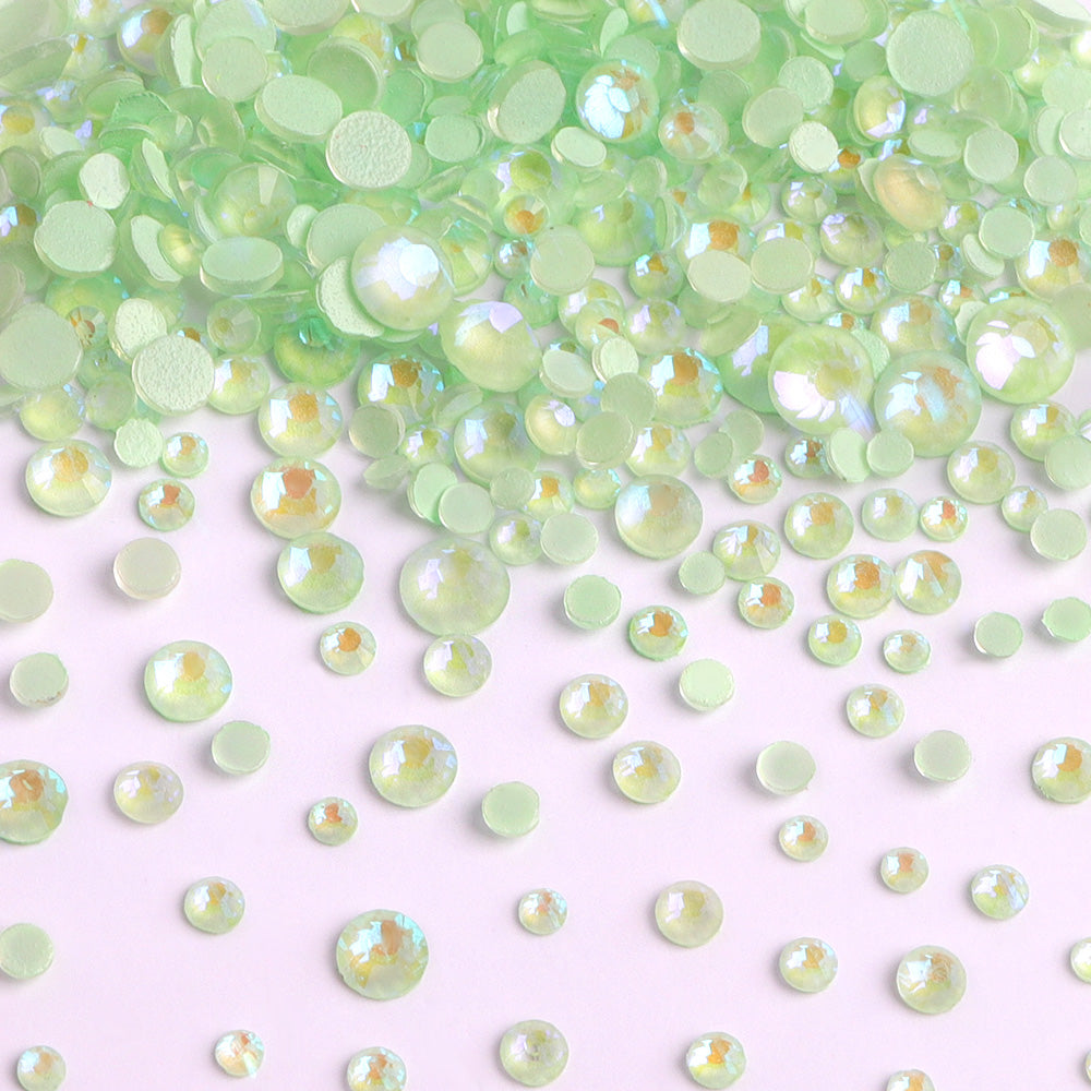 Mixed Sizes Mocha Light Green FlatBack Luminous Rhinestones For Nail Art WholesaleRhinestone