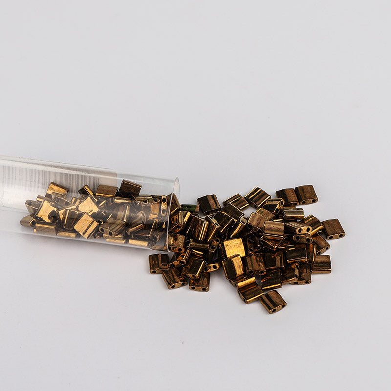 Miyuki Tila Glass Seed Beads Opaque Metallic Dark Bronze TL-457 WholesaleRhinestone