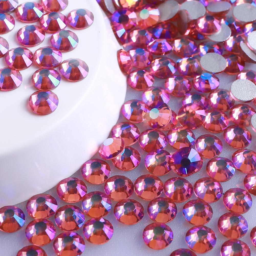 Rose AB Glass FlatBack Rhinestones Silver Back WholesaleRhinestone Main image