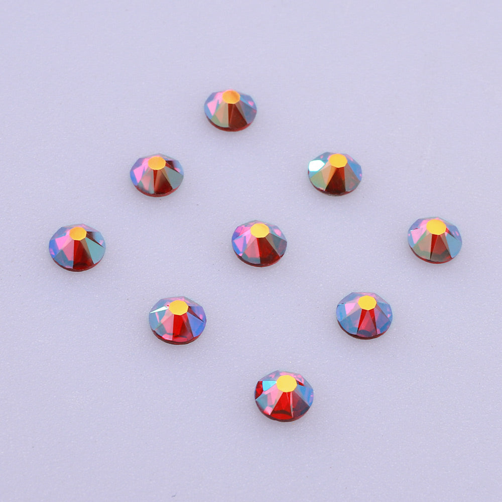 Siam AB Glass Flat Back Glue-On Rhinestones 16 Cut Facets In Bulk WholesaleRhinestone