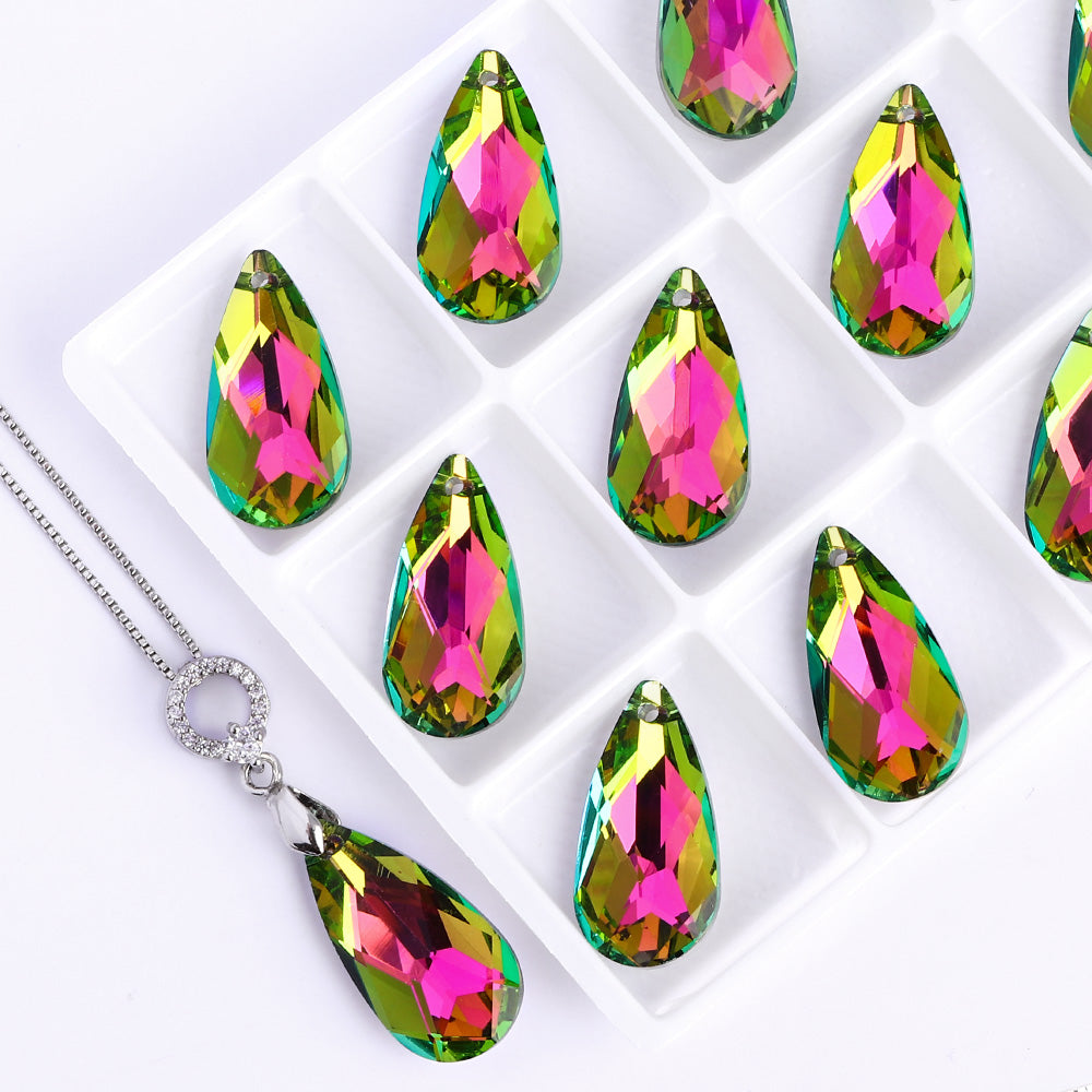 Vitrail Rose Tear Drop High Quality Glass Rhinestone Pendant Secondary image