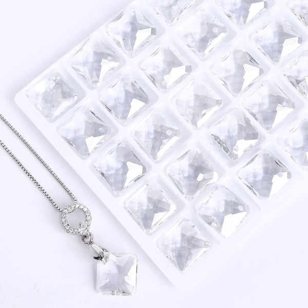 Silver Shade Princess Cut High Quality Glass Rhinestone Pendant WholesaleRhinestone