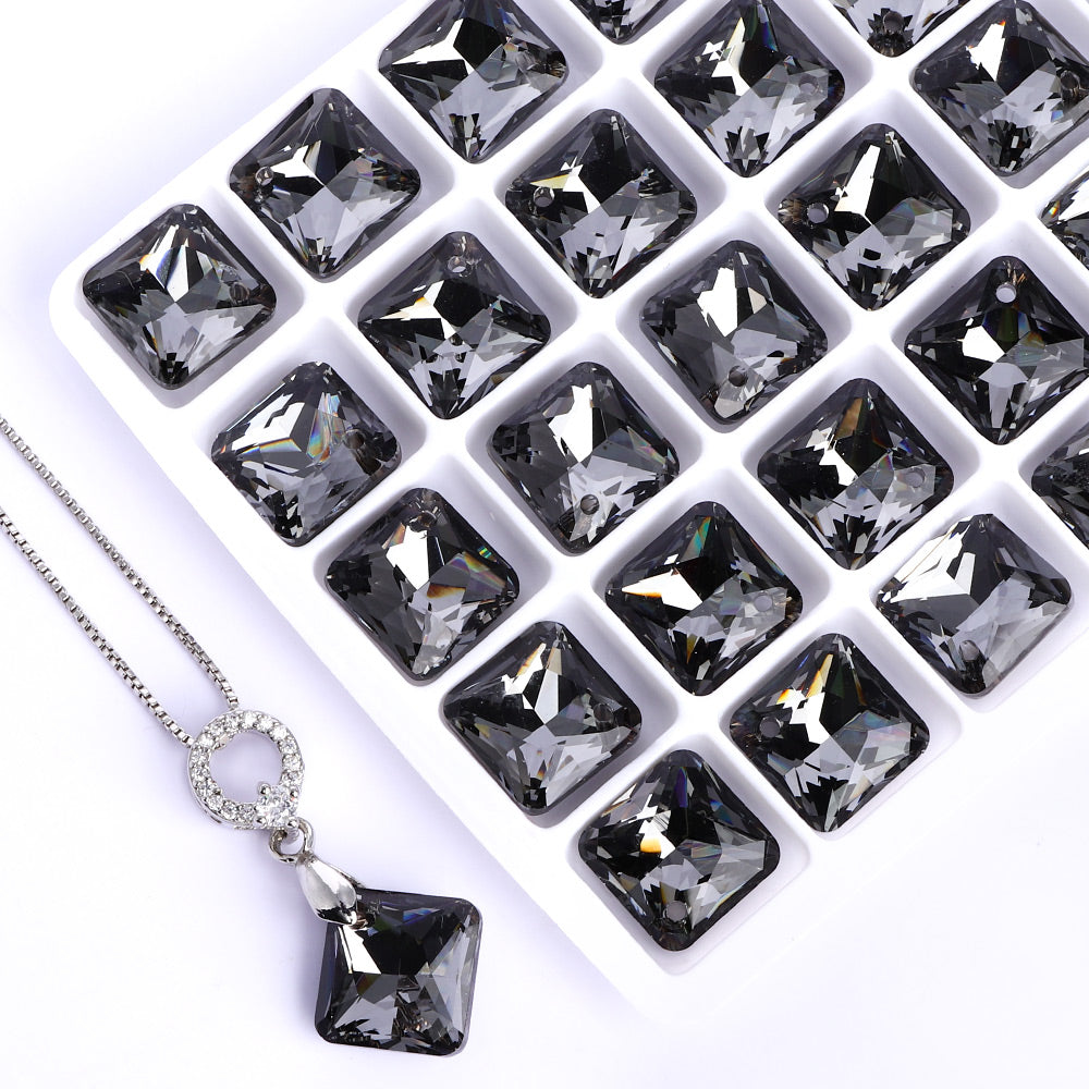 Silver Night Princess Cut High Quality Glass Rhinestone Pendant Secondary image