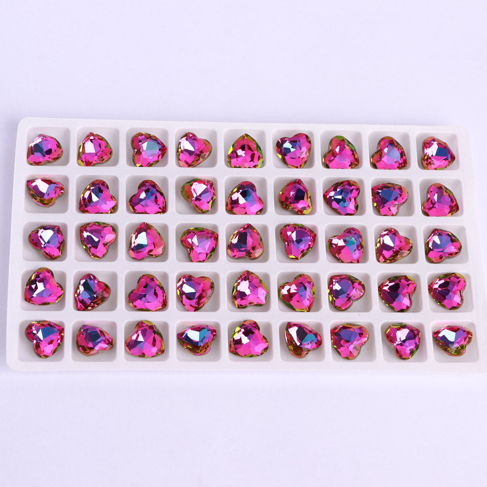 Heliotrope Heart Shape High Quality Glass Pointed Back Fancy Rhinestones WholesaleRhinestone