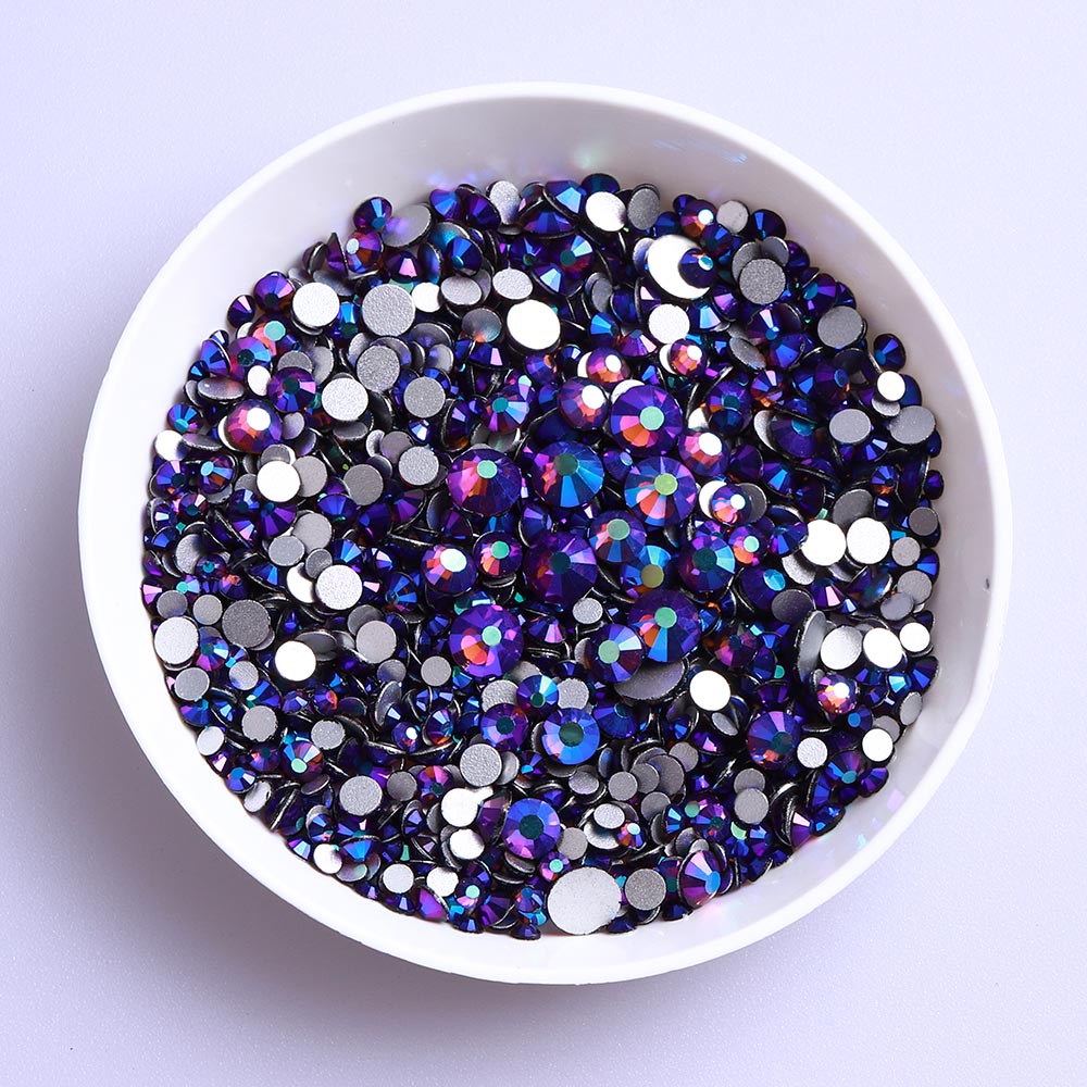 Mixed Sizes Amethyst AB FlatBack Rhinestones For Nail Art Silver Back WholesaleRhinestone