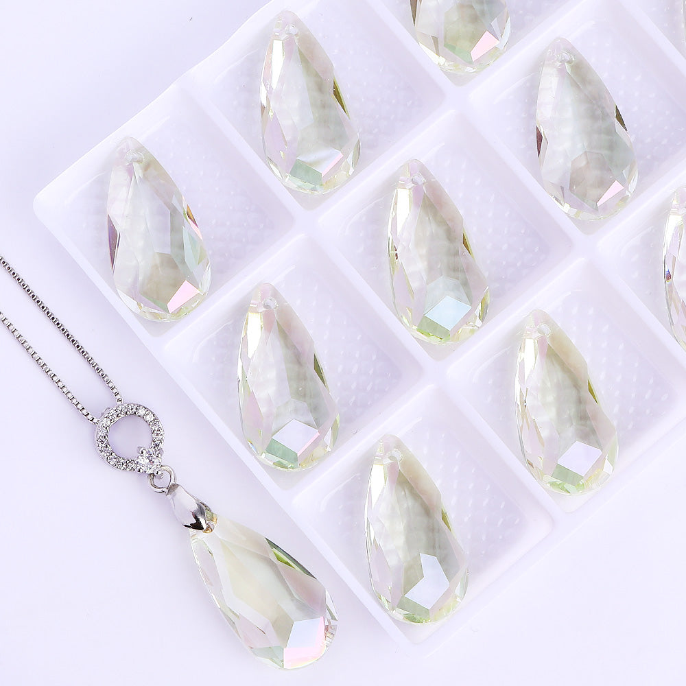Luminous Green Tear Drop High Quality Glass Rhinestone Pendant Secondary image