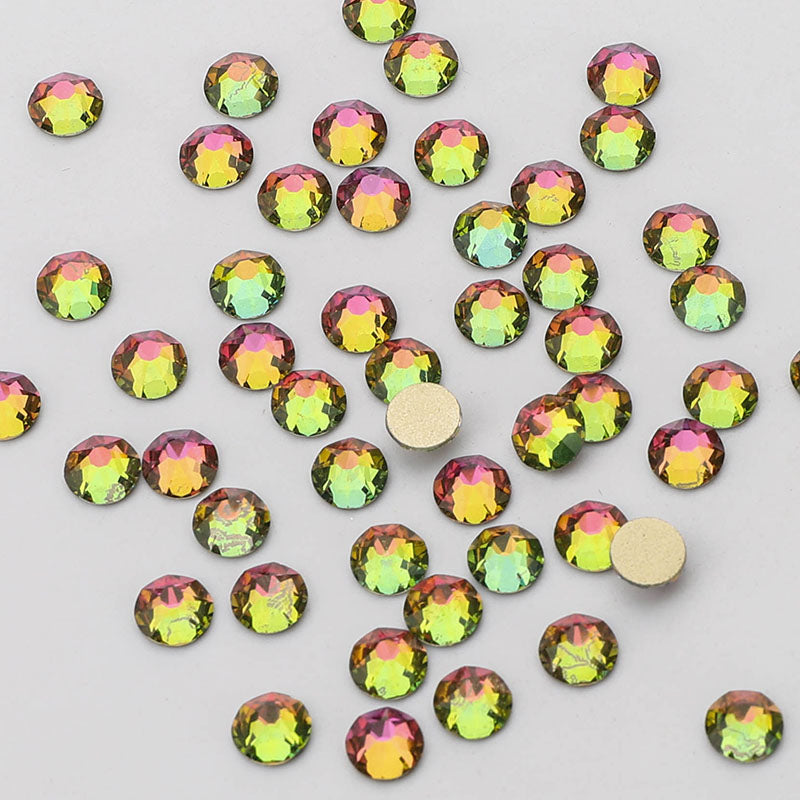 Rainbow Glass Flat Back Glue-On Rhinestones 16 Cut Facets WholesaleRhinestone