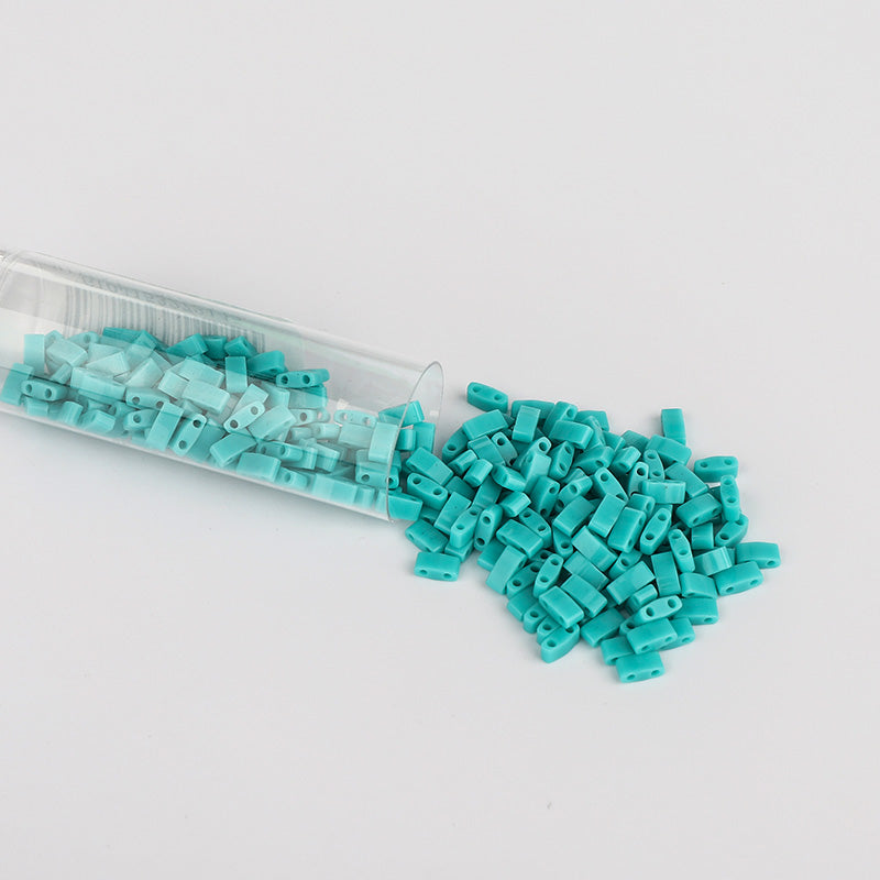 Miyuki Half Tila Glass Seed Beads Opaque Turquoise Green HTL-412 WholesaleRhinestone