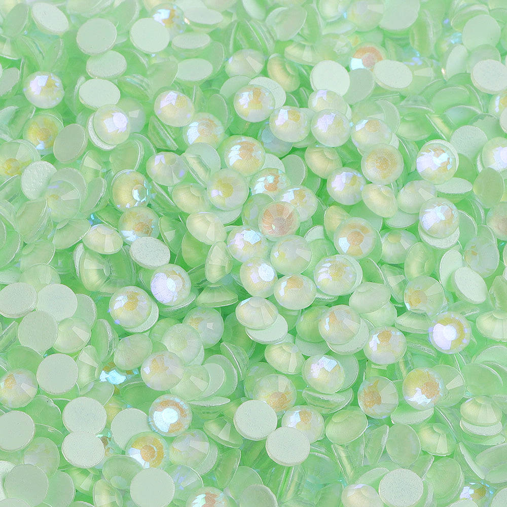 Mocha Light Green Glass FlatBack Luminous Rhinestones For Nail Art WholesaleRhinestone