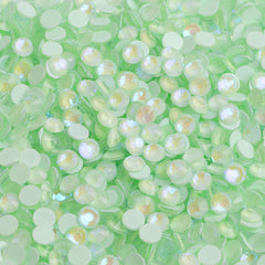 Mocha Light Green Glass FlatBack Luminous Rhinestones For Nail Art WholesaleRhinestone