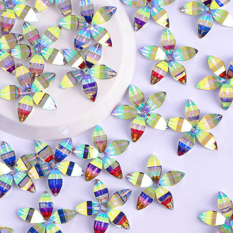 Flower Crystal AB Resin Sew-on Rhinestones For Dance Costume WholesaleRhinestone