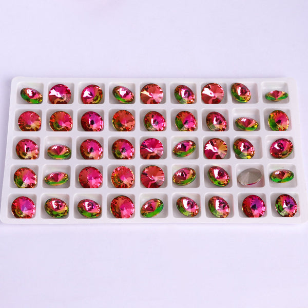 Vitrail Rose Rivoli Shape High Quality Glass Pointed Back Fancy Rhinestones WholesaleRhinestone