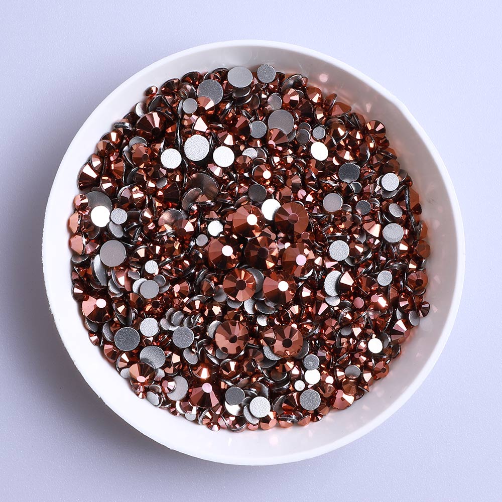 Mixed Sizes Rose Gold Glass FlatBack Rhinestones For Nail Art Silver Back WholesaleRhinestone