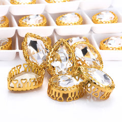 Crystal Drop Shape High-Quality Glass Sew-on Nest Hollow Claw Rhinestones