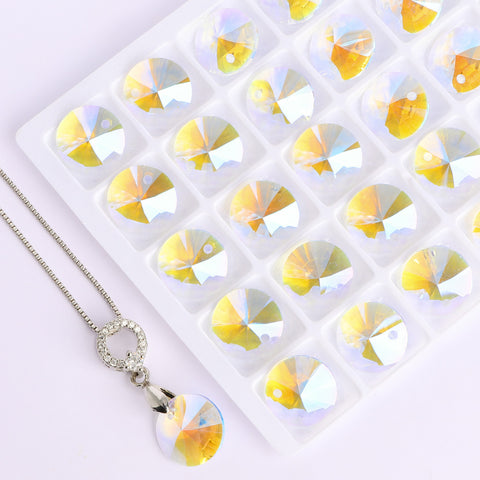 Crystal Shimmer Rivoli High Quality Glass Rhinestone Pendant WholesaleRhinestone