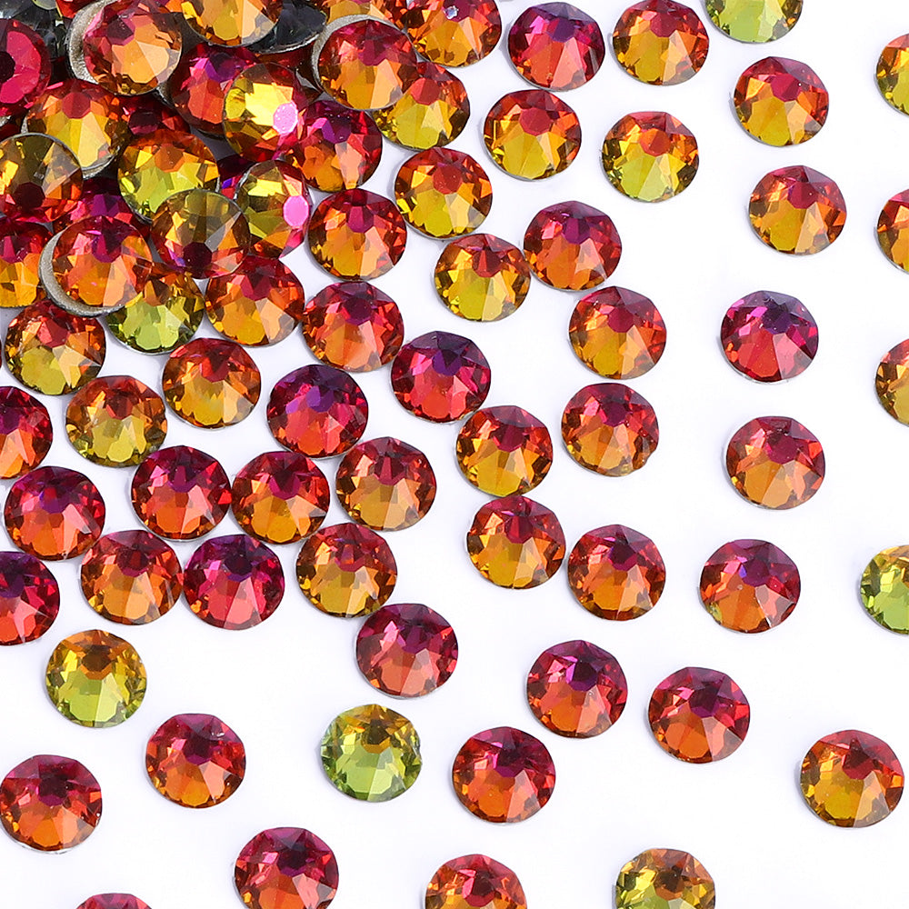 Red Volcano Glass Flat Back Glue-On Rhinestones 16 Cut Facets WholesaleRhinestone