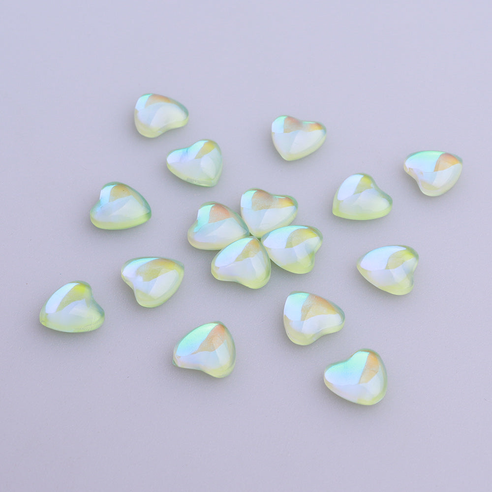 Heart Shape Mocha Light Green Flat Back Fancy Rhinestones WholesaleRhinestone