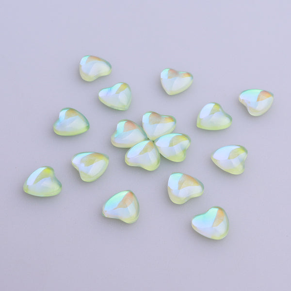 Heart Shape Mocha Light Green Flat Back Fancy Rhinestones WholesaleRhinestone