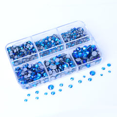 Mixed Sizes 6 Grid Box Indicolite AB Glass HotFix Rhinestones For Clothing DIY