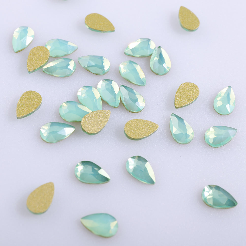 Raindrop Shape Green Opal Flat Back Fancy Rhinestones WholesaleRhinestone