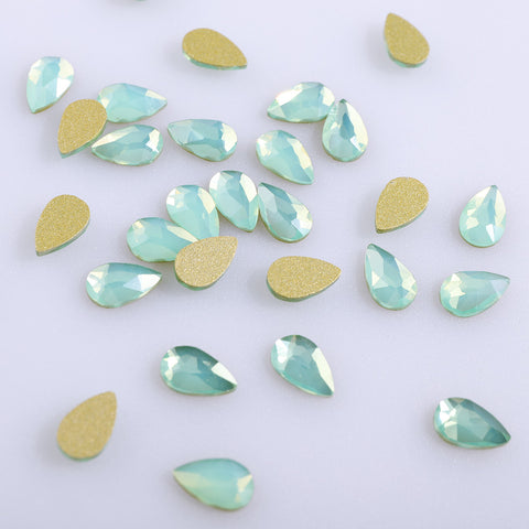 Raindrop Shape Green Opal Flat Back Fancy Rhinestones WholesaleRhinestone