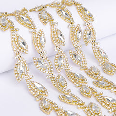 Sew-on Crystal Glass Raindrop Rhinestone Trim Chain Applique RA905 WholesaleRhinestone