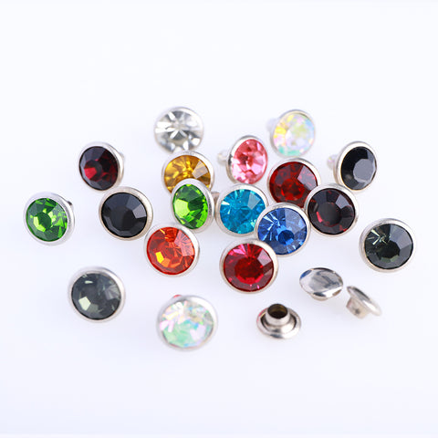 100 Sets Mixed Colors Glass Rhinestone Rivets For Leather Craft DIY Making WholesaleRhinestone