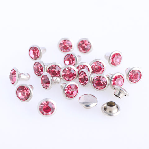 100 Sets Rose Glass Rhinestone Rivets for Leather Craft DIY Making WholesaleRhinestone