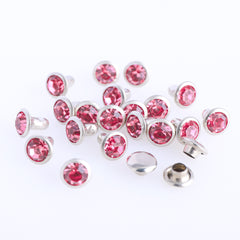 100 Sets Rose Glass Rhinestone Rivets for Leather Craft DIY Making WholesaleRhinestone