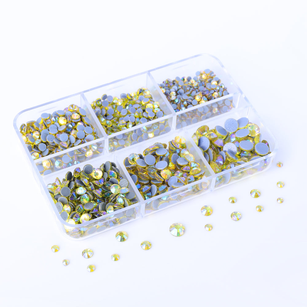 ミックスサイズ6グリッドボックスシトリンABガラスホットフィックスラインストーン用衣類DIY サブ画像