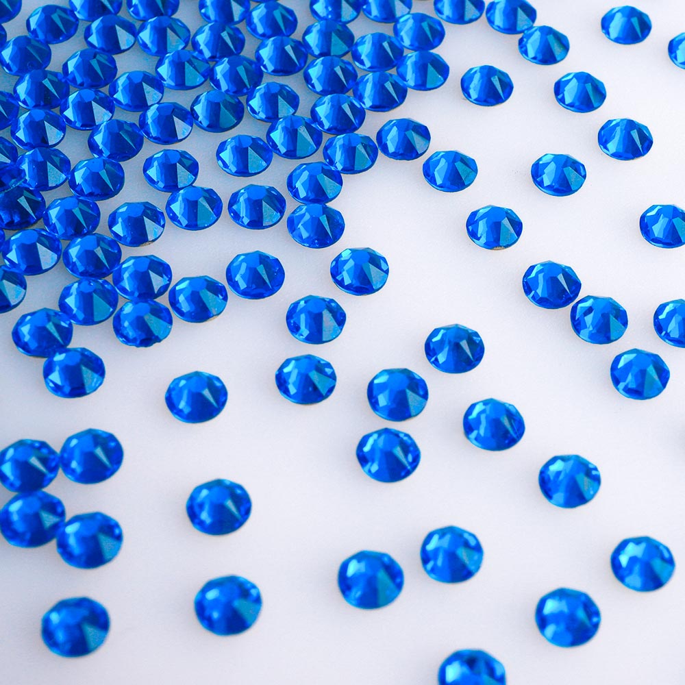 Capri Blue Glass Back Back Glue-On Rhinestones 16 sfaccettature tagliate Immagine secondaria del prodotto