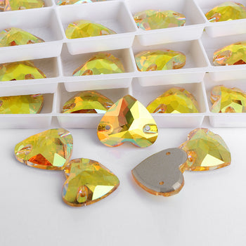 Crystal Sun Heart Shape High Quality Glass Sew-on Rhinestones WholesaleRhinestone