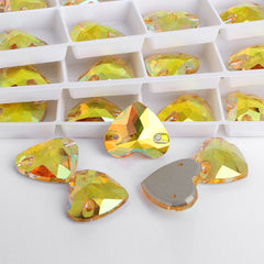 Crystal Sun Heart Shape High Quality Glass Sew-On Rhinestones