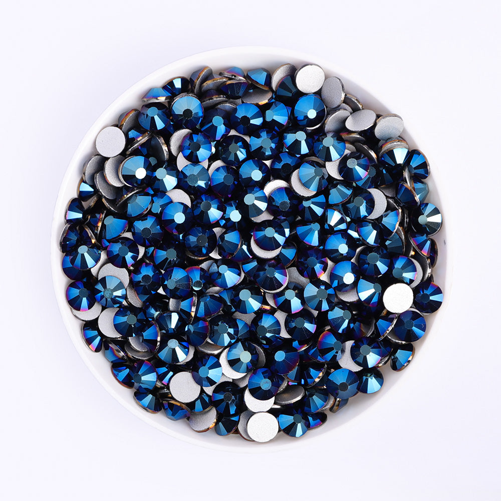 Mineral Blue Glass FlatBack Rhinestones Silver Back WholesaleRhinestone
