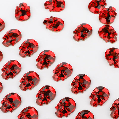 Skull Shape Red Flat Back Fancy Rhinestones WholesaleRhinestone