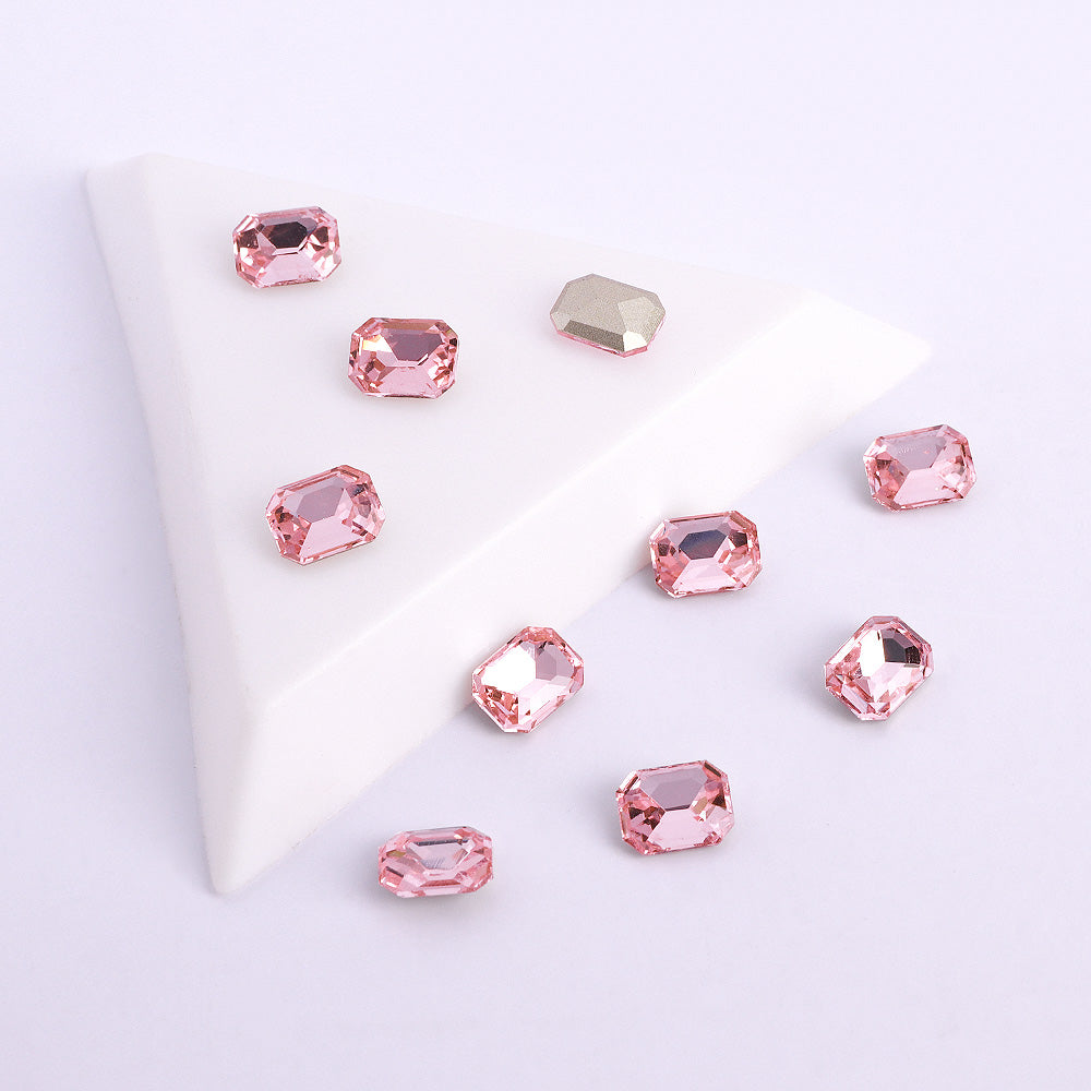 Light Pink Rectangle Octagon Shape Pointed Back Fancy Rhinestones WholesaleRhinestone