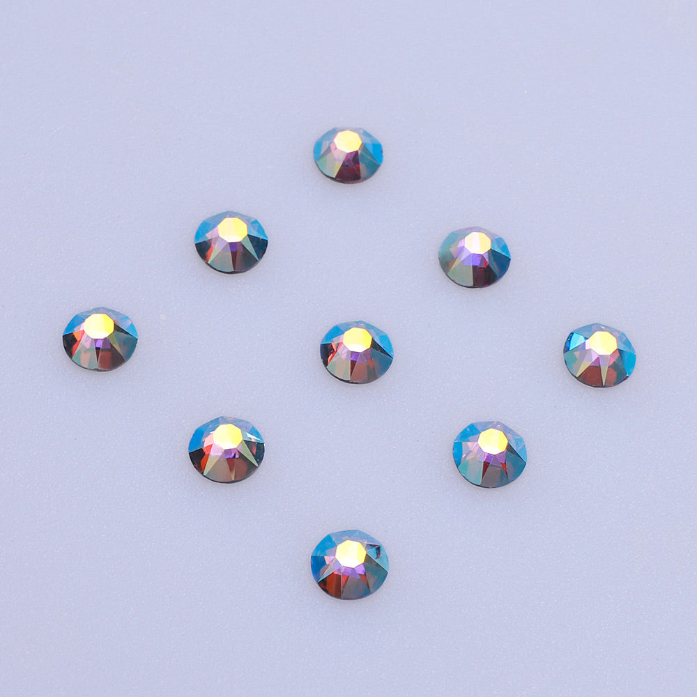 Tanzanite AB Glass Flat Back Glue-On Rhinestones 16 Cut Facets WholesaleRhinestone