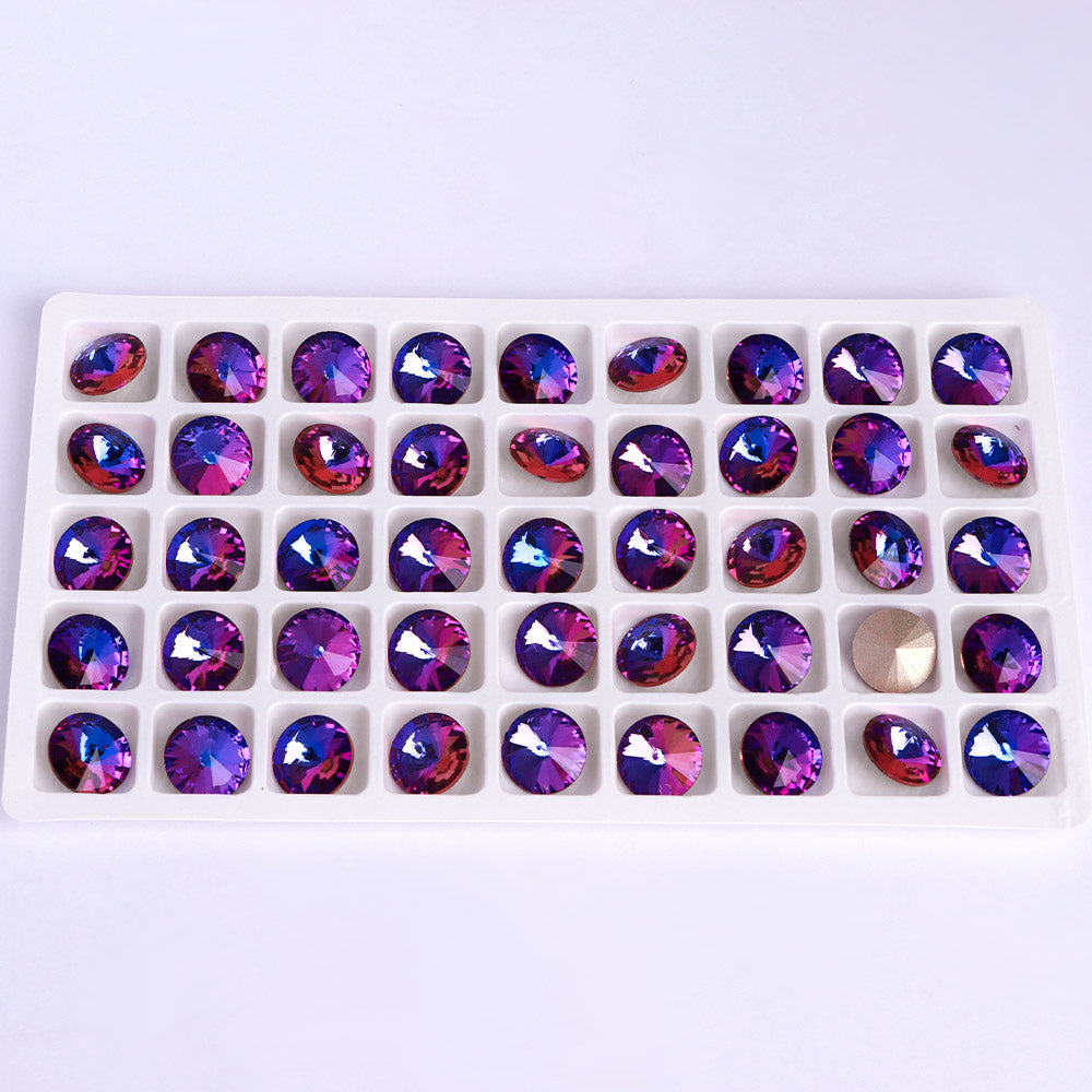 Violet Blue Rivoli Shape High Quality Glass Pointed Back Fancy Rhinestones WholesaleRhinestone