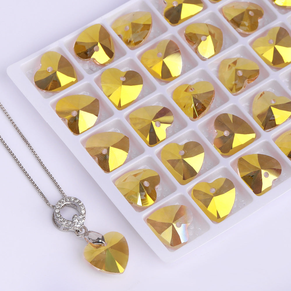 Metallic Sunshine XILION Heart High Quality Glass Rhinestone Pendant Второстепенное изображение товара