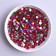 Mixed Sizes Light Siam AB Glass FlatBack Rhinestones For Nail Art Silver Back WholesaleRhinestone