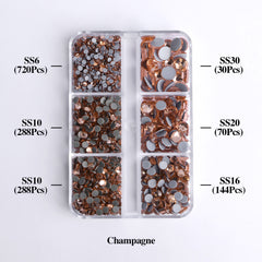 Mixed Sizes 6 Grid Box Champagne Glass HotFix Rhinestones For Clothing DIY WholesaleRhinestone
